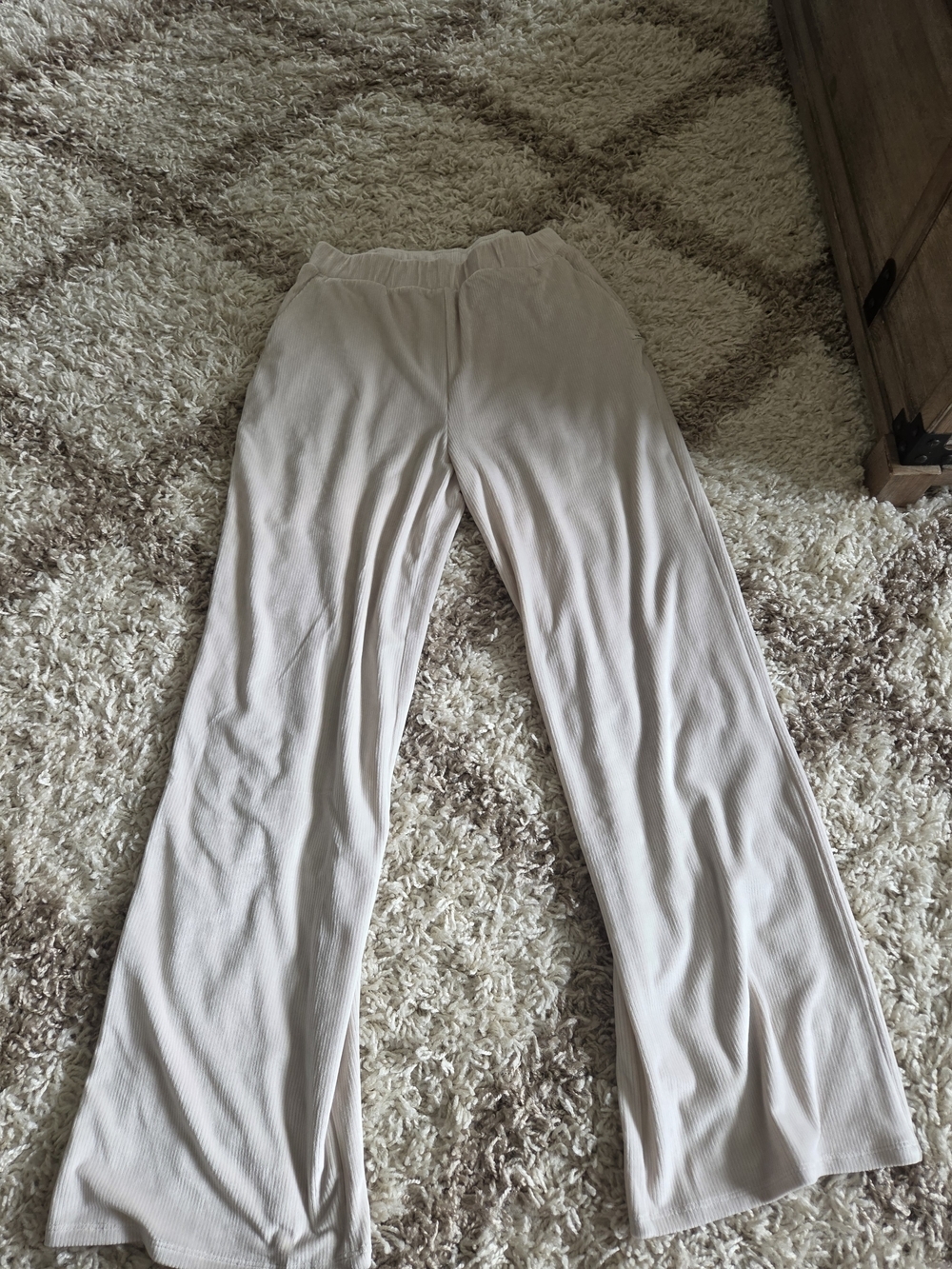 Vuori Ribbed Wide-Leg Lounge Pants - Cream